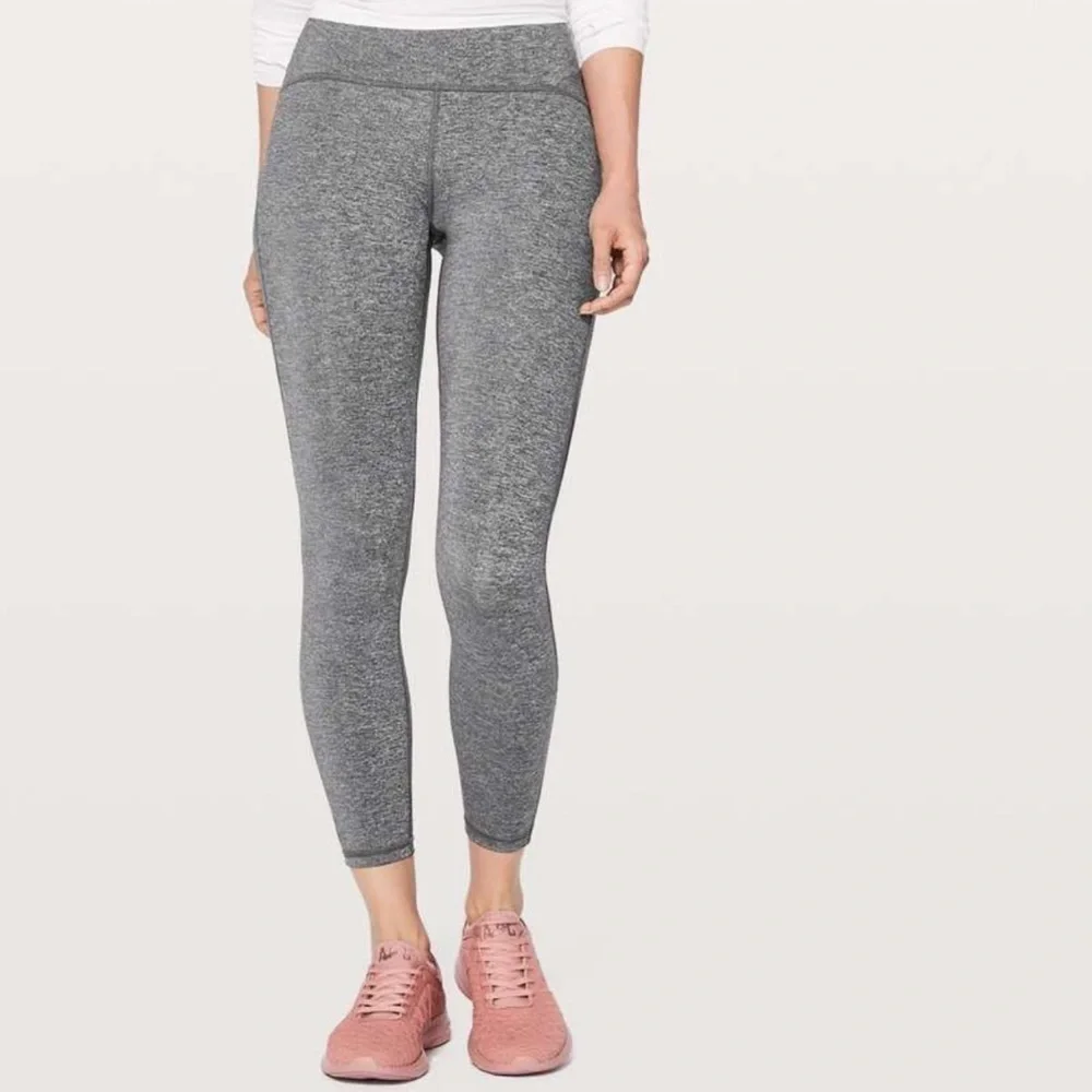 Lululemon Train Times 7/8 legging Heathered Black Gray Size 8 Workout Gym